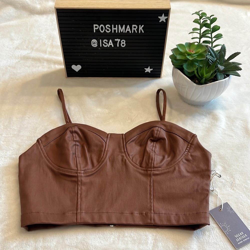 Indigo Rising Small Vegan Leather cropped top